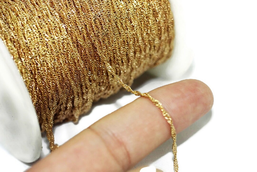 Brass Tone Twisted Link Chains 1.5 Mm Link Chain Bulk Chain Etsy