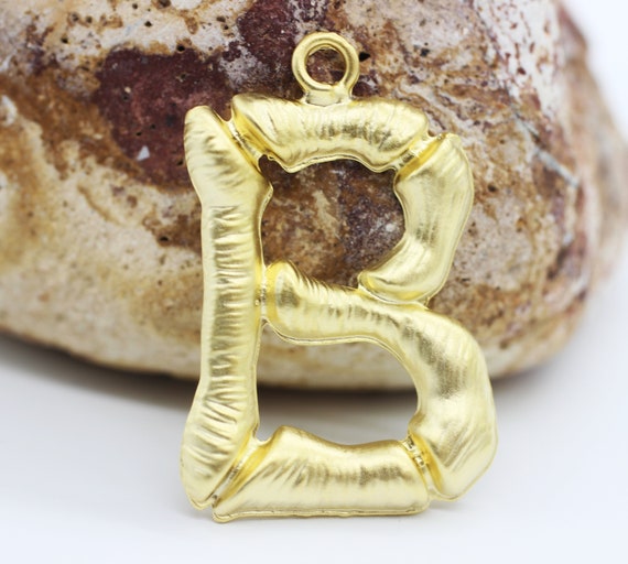 Matt Gold Letter B Initial Alphabet Letter Pendant Necklace 24k