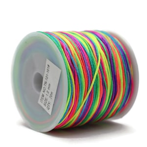 1 MM Chinese Knot Rainbow Nylon Cord, 76 Yards Macrame Bracelet Cording, Shamballa Beading Kumihimo String, Braided Shade Lift Cord TN