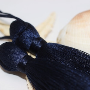 2/5/10 pcs Midnight Blue Extra Large Silky Tassel - 110 mm Large Tassels - Mala Necklace Jewelry Making Supply - Tassel Pendants - PSK 038