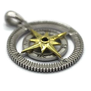 925 Sterling silver North star charms, 30mm North star pendant,  medallion charms, Compass pendant, Father&#39;s Day, gift for her