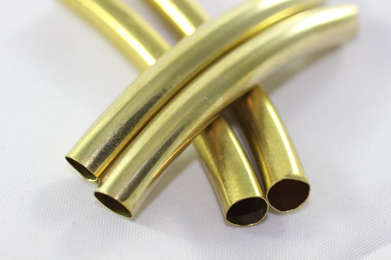 Raw Brass Curved Tubes 7x50 Mm Hole Size 6.2 Mm Hollow Tube Etsy