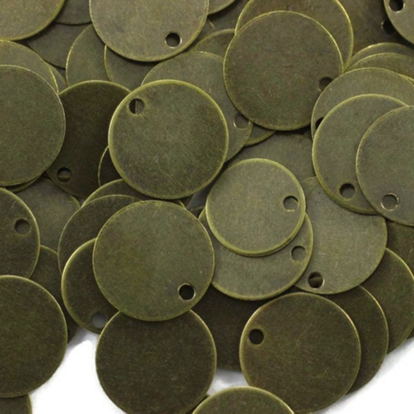 150 Pcs Antique Brass Round Stamping Blanks, 10 mm One  Hole Bronze Coins, 26 Gauge Round Stamping Discs, Stamping Blanks, Stamping Tags