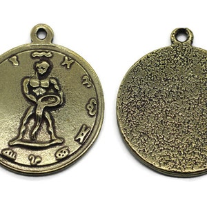 Antique Bronze Coins, Bronze Pendant, replica coins, coin charms, Horoscope charms, coin pendant, Aquarius charms, Necklace charms, AQCH