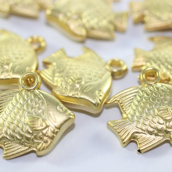 Gold Plated Fish Charms, 17 mm Fish Pendants, Gold Plated CCB Charms, Gold Fish Jewelry, Fish beads, ocean charms,  AKS 101