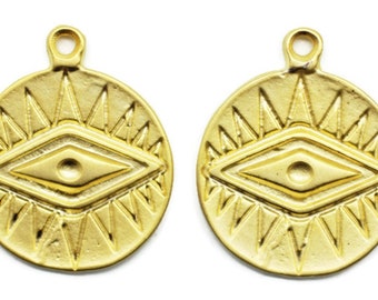 24 K Matt Gold Eye of Ra Charms, 22x27mm, Ciondolo egiziano, Ciondoli egiziani, Ciondolo Eye of Ra, Eye Charms, Charms collana, EYPC