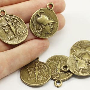 Antique Bronze coins, 24x30 mm Bronze Pendant, double side charms, Roman Pendants, Medallion Pendant, Caesar coins, coin charms, GRRC