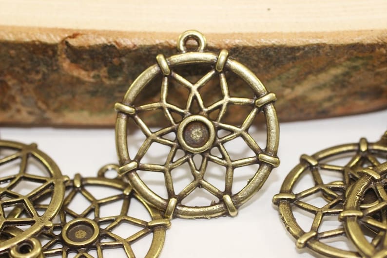Lotus Pendant 27x30 mm,Lotus flower pendant Egyptian Pendant Round Pendant Bronze Pendants Flower Pendant Antique Bronze Lotus Pendant