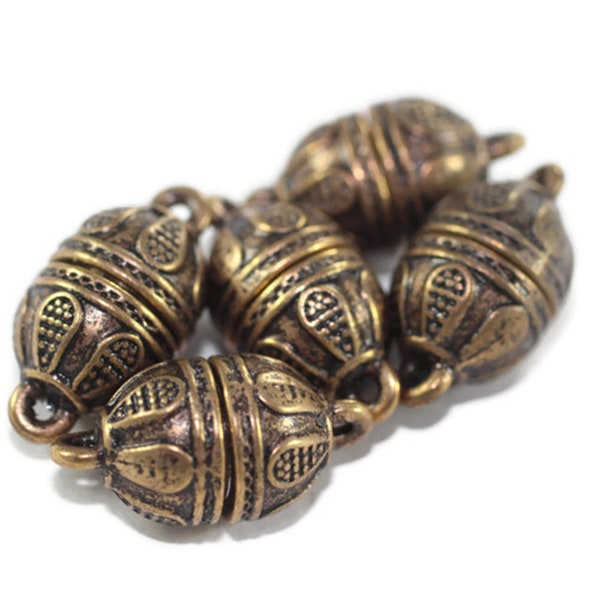 Antique Copper Magnetic Clasps, 10x18 mm Authentic Ball Clasps, Magnetic Clasp, Bracelet Clasps, BMCT