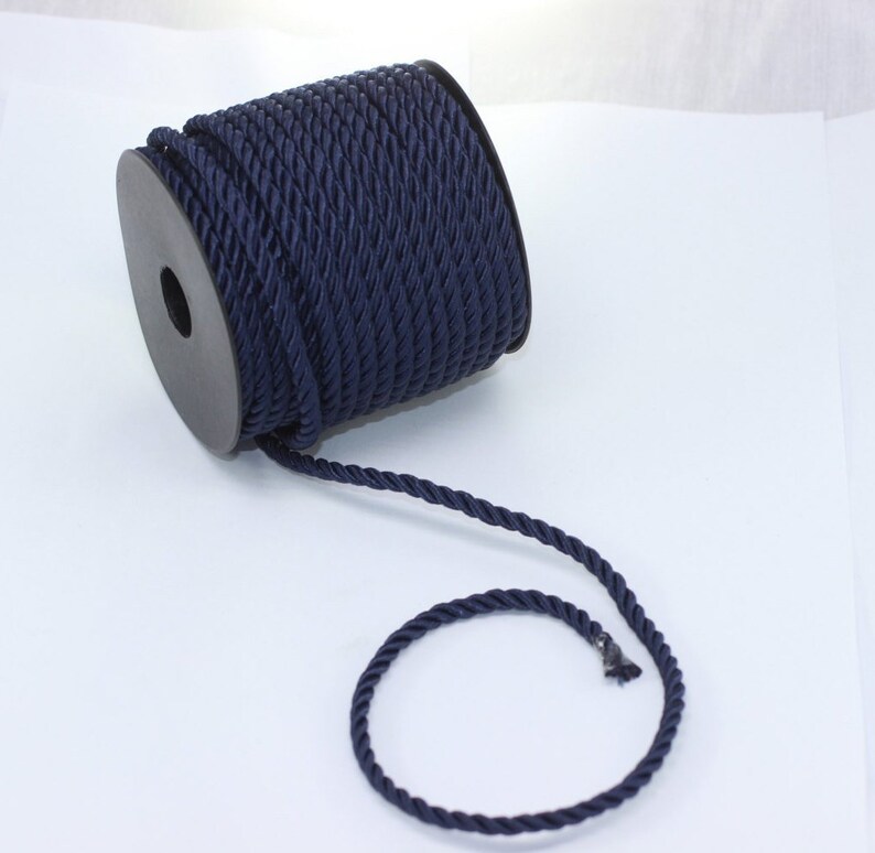 Dark Blue Rayon Rope 4 Mm 015 In Blue Cord Twisted Braid | Etsy
