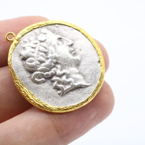 Roman Imperial Coin charms, 33x35 mm Gold Frame Bezel, Roman Pendants, Medallion Pendant, Caesar coins, Silver Coins, FRRC