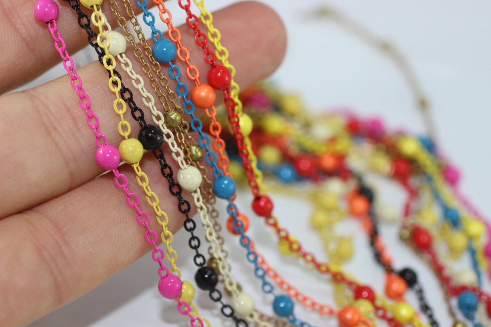 Brass Chains 15x2mm Black Ball Chain Enamel Chains Bulk Etsy