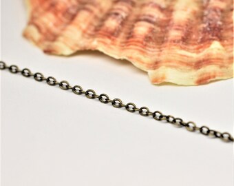 Bronze Color 1.5x1.5 mm Tiny Metal Chain, Bronze Rolo Chain, Enameled Link Chain, Necklace Chain, flat cale chain