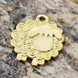 Matt Gold Sheep charms, 28x29 mm Sheep Pendant, Earring charms, Farm charms, animal charms, jewelry making, necklace charms,  SHPC