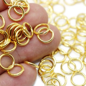 1.2x9 mm Shiny Gold Plated Jump Rings, Tiny Jump Ring Connector, Gold Plated Tiny Connectors, Gold Plated Ring Findings, 9mm Jumprings, JMPH