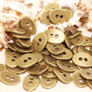 10x13 mm Round Antique Bronze Disc, Bead Spacers, Bronze Twisted Beads, Flat Discs, Button charms , Button disc, Disc charm, Findings, BTSD