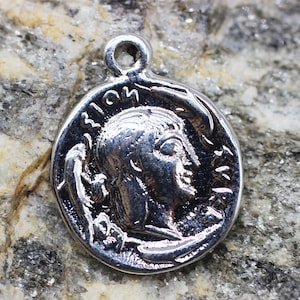 Rhodium Coins, 20x25 mm Silver Pendant, double side charms, Ancient Greek Coin Pendant, Medallion Pendant, Roman coins, coin charm, HRCC