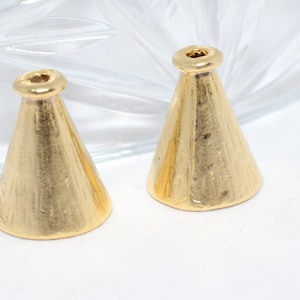 Gold End Caps Findings 18x15mm Cone Bead caps Gold Plated Funnels, Beadcaps, Bead cone, pyramid caps, PBCP