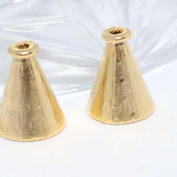 Gold End Caps Findings 18x15mm Cone Bead caps Gold Plated Funnels, Beadcaps, Bead cone, pyramid caps, PBCP