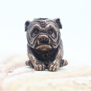 Antique Copper Bulldog lanyard bead, Knife Beads, 14x16 mm Lanyard Beads, Paracord Lanyard, Bulldog beads, pet beads, paracord beads, BLDB