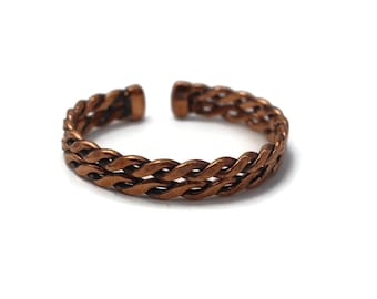 Handmade Braided Copper Cuff Bracelet for Men, Double Twisted Adjustable Bangle, Rustic Oxidized Copper Healing Jewelry Gift Idea