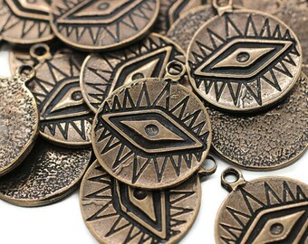 Antique Copper Eye of Ra Charms, 22x27mm, Egyptian pendant, Egyptian charms, Eye of Ra pendant, Eye Charms, Necklace charms, EYPC
