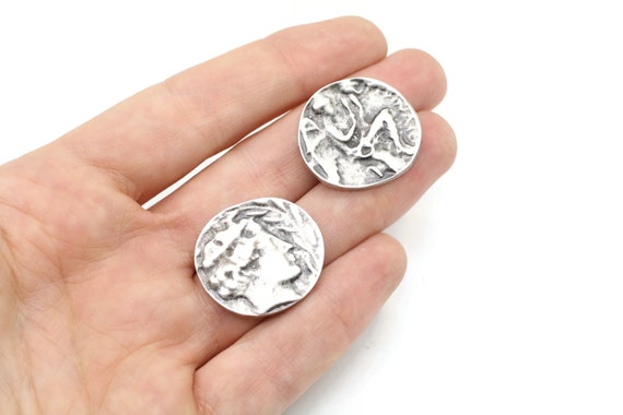 Antique Silver Coins, 28mm Roman Empire Artifact, Ancient