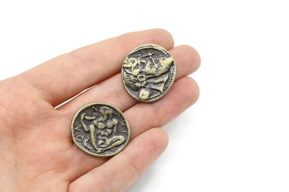 Dionysus on Ancient Coins Antique Bronze Coins, 29 Mm Roman Empire