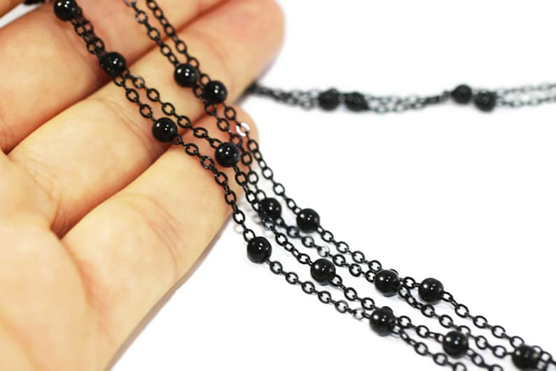 Brass Chains 15x2mm Black Ball Chain Enamel Chains Bulk Etsy