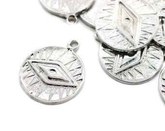 Rhodium Eye of Ra Charms, 22x27mm, Egyptian pendant, Egyptian charms, Eye of Ra pendant, Eye Charms, Necklace charms, EYPC