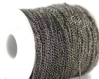 Cadenas de bronce (2 x 3 mm) Cadenas de bordillo, Cadenas de tono bronce, Cadenas de metal, Cadenas soldadas, Cadenas de collar, Cadenas planas, Cadenas de joyería,