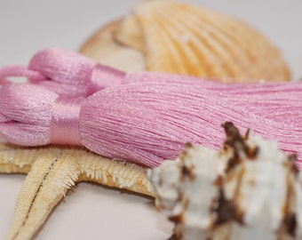 Light Pink Extra Large Silky Tassel - 110 mm Large Tassels - Mala Necklace Jewelry Making Supply - Tassel Pendants - PSK 032