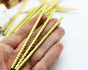 3.6x100mm Raw Brass Long Tube Beads, Tubes, Round Tube Beads, Fits 3 mm Cords, Spacer Beads, geometric beads, Tube findings