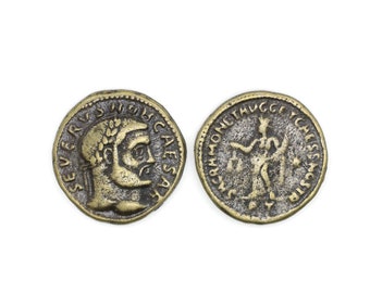 Antique Bronze Caesar coins, Maximianus II 25 mm Roman Empire artifact, Ancient Greek Rome art coins, Historical coin, Replica coins, HST