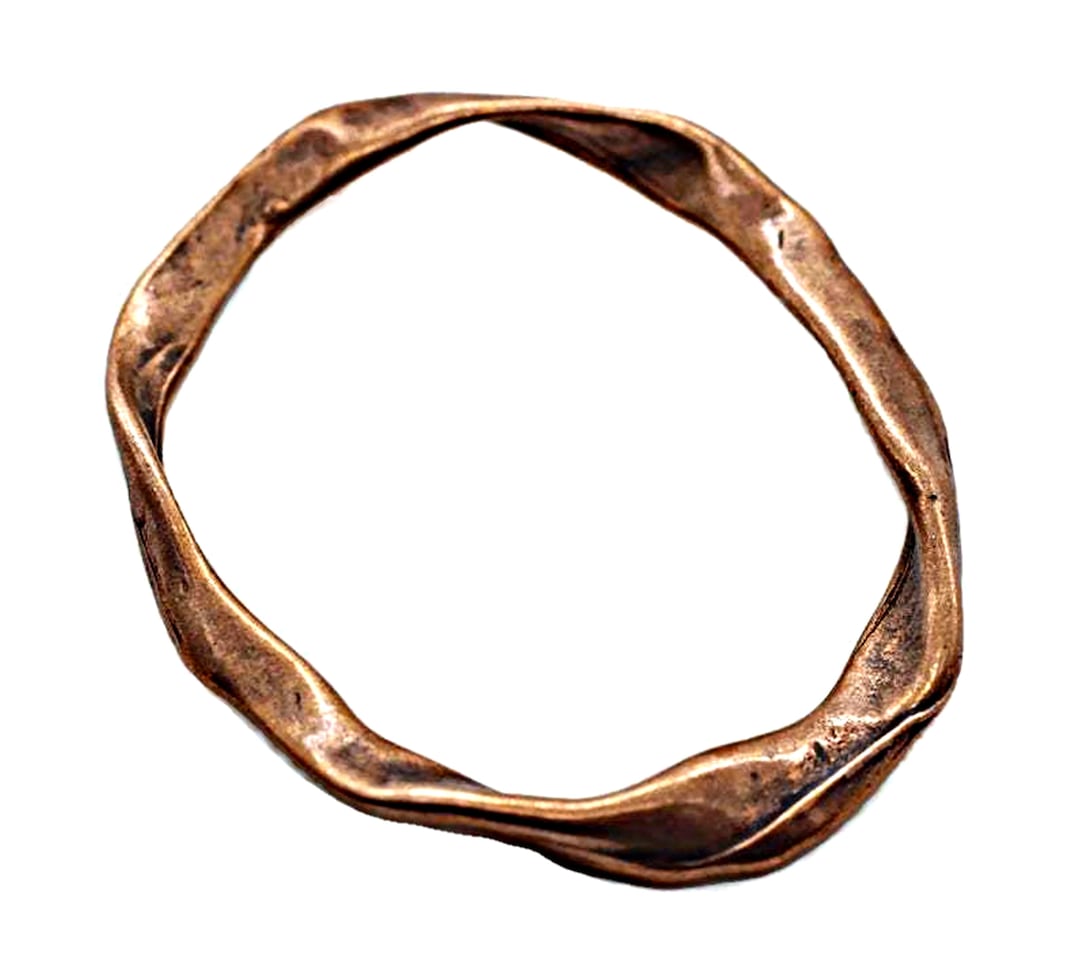 Oval Ring Closed Loop, Pendant Connector, Large Antique Copper Curved