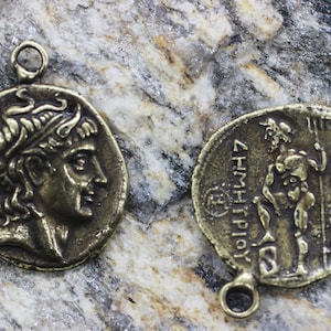 Antique Bronze Coins, 26x32 mm Bronze Pendant, double side charms, Roman Pendants, Medallion Pendant, Caesar coins, Ancient Rome coins, RRCP
