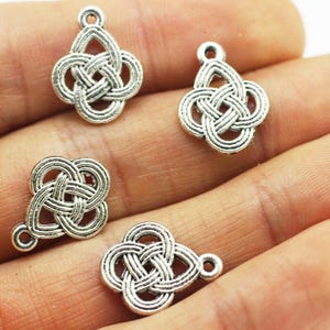 Antique Silver Celtic Knot Charms , Bracelet and Necklace Findings, 13 x16 mm Tiny Celtic Charms, Celtic pendant - Symbol charm