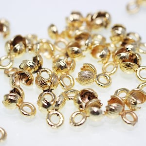 Shiiny Gold Plated End Cap, Inner 1.5 mm - Tiny End Caps - Cord End Cap - Crimp Cover - Crimp - Cord Connector