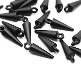 Matt Black Mini Spike Charms, 6.5x20mm Spike Pendants, Conical Spike, Spike Findings, earrings charms, pendulum Charms, spiky charms, SPKC