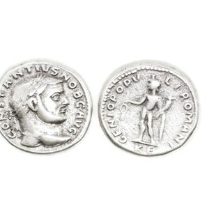 Antique silver Caesar coins, Maximianus II 25 mm Roman Empire artifact, Ancient Greek Rome art coins, Historical coin, Replica coins, HST