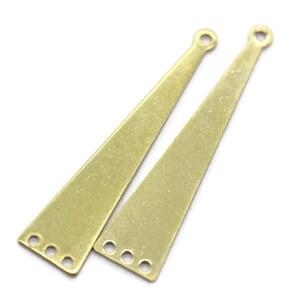 Raw Brass Triangle Charms With 4 Holes, Brass Triangle Charm, Blanks (40x9x0.80mm)