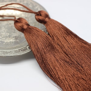 2/5/10 piezas de borlas sedosas extra grandes marrones - Borlas grandes de 110 mm - Suministro para hacer joyas de collares mala - Colgantes con borlas PSK 002