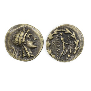 Myrina / Apollo Coins, Antique Bronze coins, 27 mm Roman Empire artifact, Ancient Greek Rome art coins, Historical Replica coins, HST