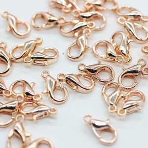 Rose Gold Lobster Clasp, Rose Gold Plated Claw Clasps, 10mm Claw Clasp, Necklace clasps, Rose clasp, Rose Lobster, chain link, CL10