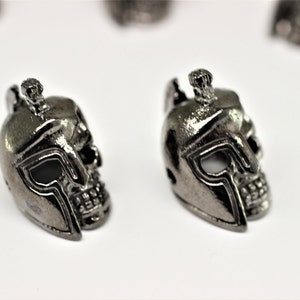 Gunmetal Spartan Skull Beads, 19mm Spartan helmet, Knife Paracord beads, Lanyard beads, Slide Bracelet Charms, Helmet Beads, Bracelet beads