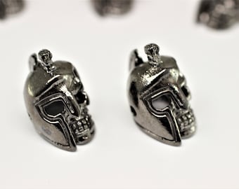 Gunmetal Spartan Skull Beads, 19mm Spartan helmet, Knife Paracord beads, Lanyard beads, Slide Bracelet Charms, Helmet Beads, Bracelet beads