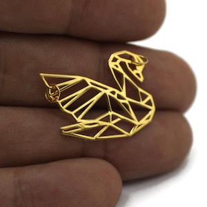 Odette Gold Plated Pendant 925 Sterling Silver  | Swan Princess Inspired | Dainty Silver Necklace | Swan Pendant | Origami Swan Necklace