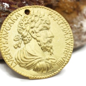 Roman Empire Imperial Emperor Ceasar Matt Gold Coins, 35 mm Matt Gold Pendant, double side charms, Roman Pendants, Caesar coins, RCCP