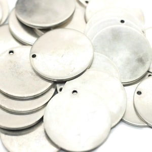 1.4x25mm Matt Silver Disc, 25 mm disc, blank disc, round disc, stamped disc, round tag, silver disc, thick stamping, Flat Charm, MSDT