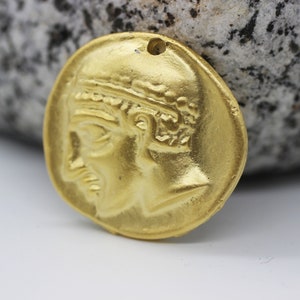 Hittite Empire Replica Coin Pendant, Matt Gold Coins, 25 mm Gold Pendant, double side charms, Hittite Pendants, Ancient coins, HTCP